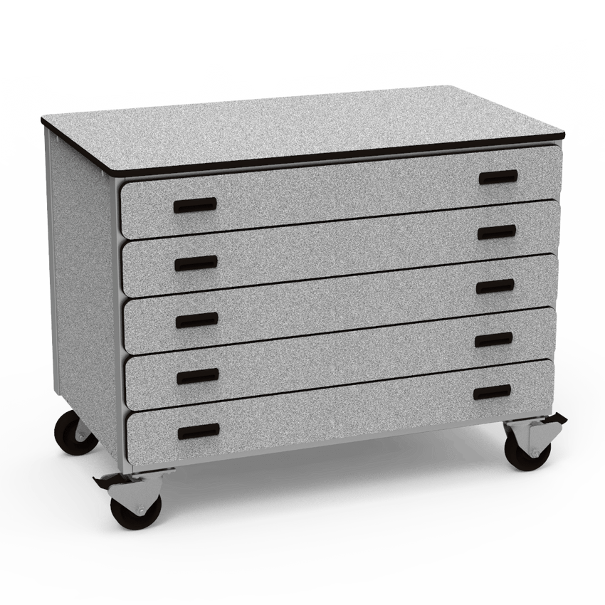 Virco 2325 - Mobile Storage Cabinet With Five Paper Drawers - 48"W x 28"D x 36"H (Virco 2325) - SchoolOutlet