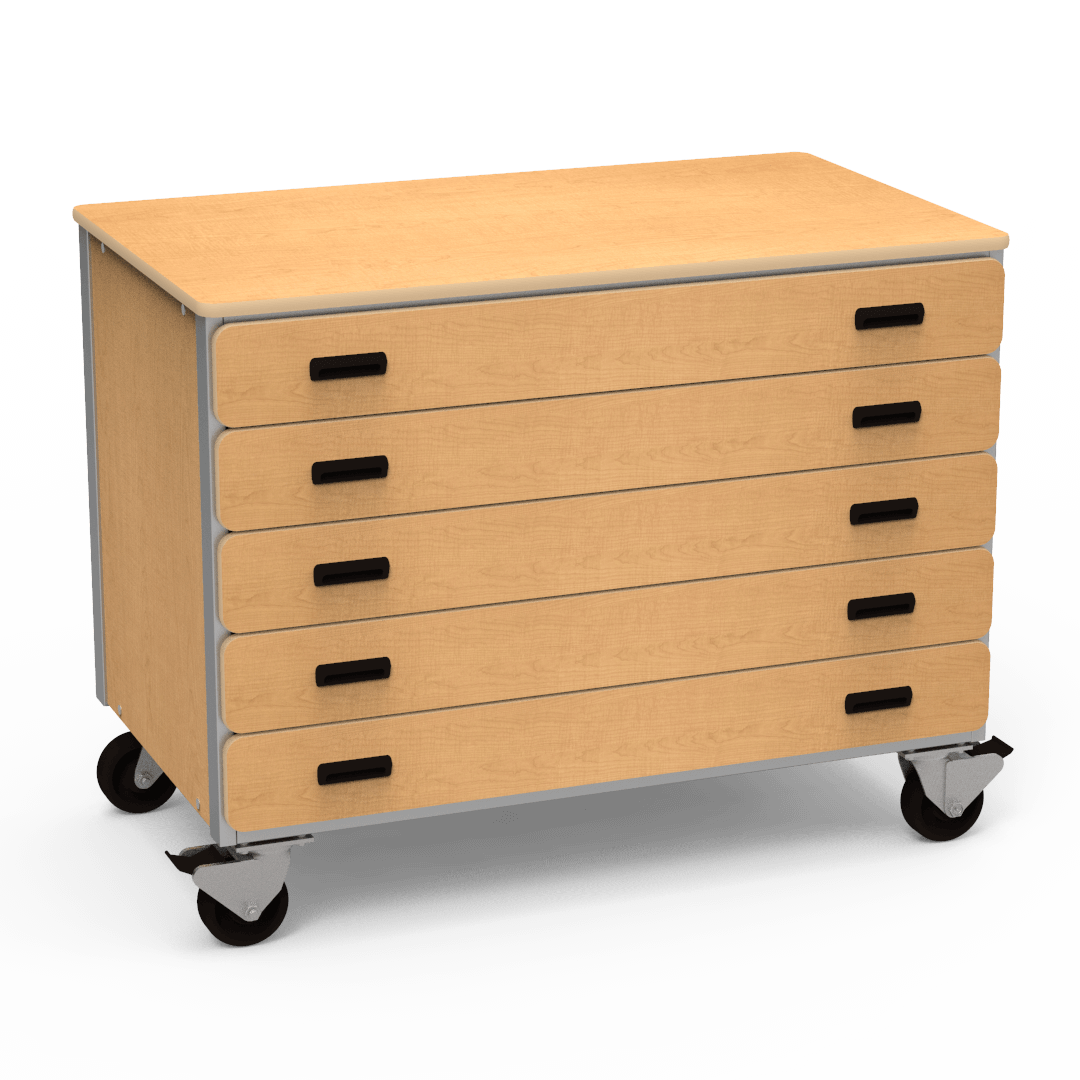Virco 2325 - Mobile Storage Cabinet With Five Paper Drawers - 48"W x 28"D x 36"H (Virco 2325) - SchoolOutlet