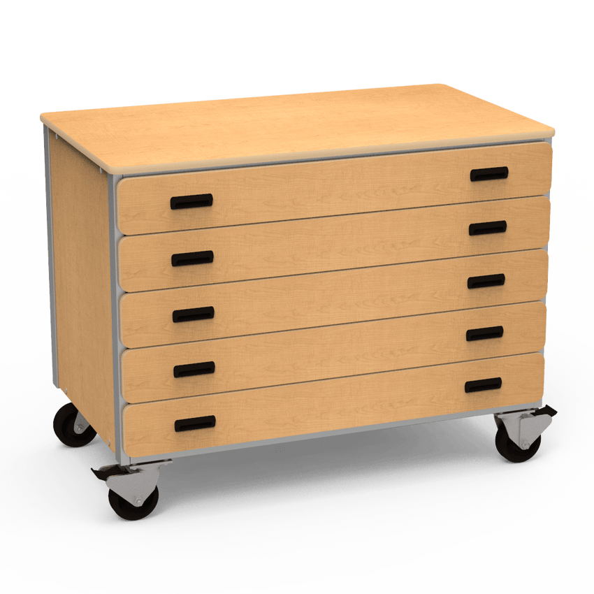 Virco 2325 - Mobile Storage Cabinet With Five Paper Drawers - 48"W x 28"D x 36"H (Virco 2325) - SchoolOutlet