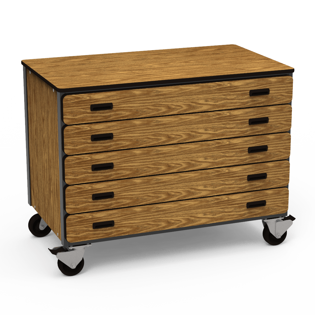 Virco 2325 - Mobile Storage Cabinet With Five Paper Drawers - 48"W x 28"D x 36"H (Virco 2325) - SchoolOutlet