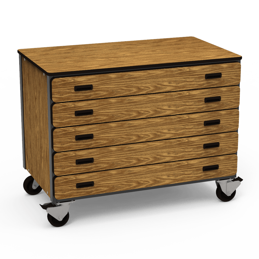 Virco 2325 - Mobile Storage Cabinet With Five Paper Drawers - 48"W x 28"D x 36"H (Virco 2325) - SchoolOutlet