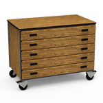 Virco 2325 - Mobile Storage Cabinet With Five Paper Drawers - 48