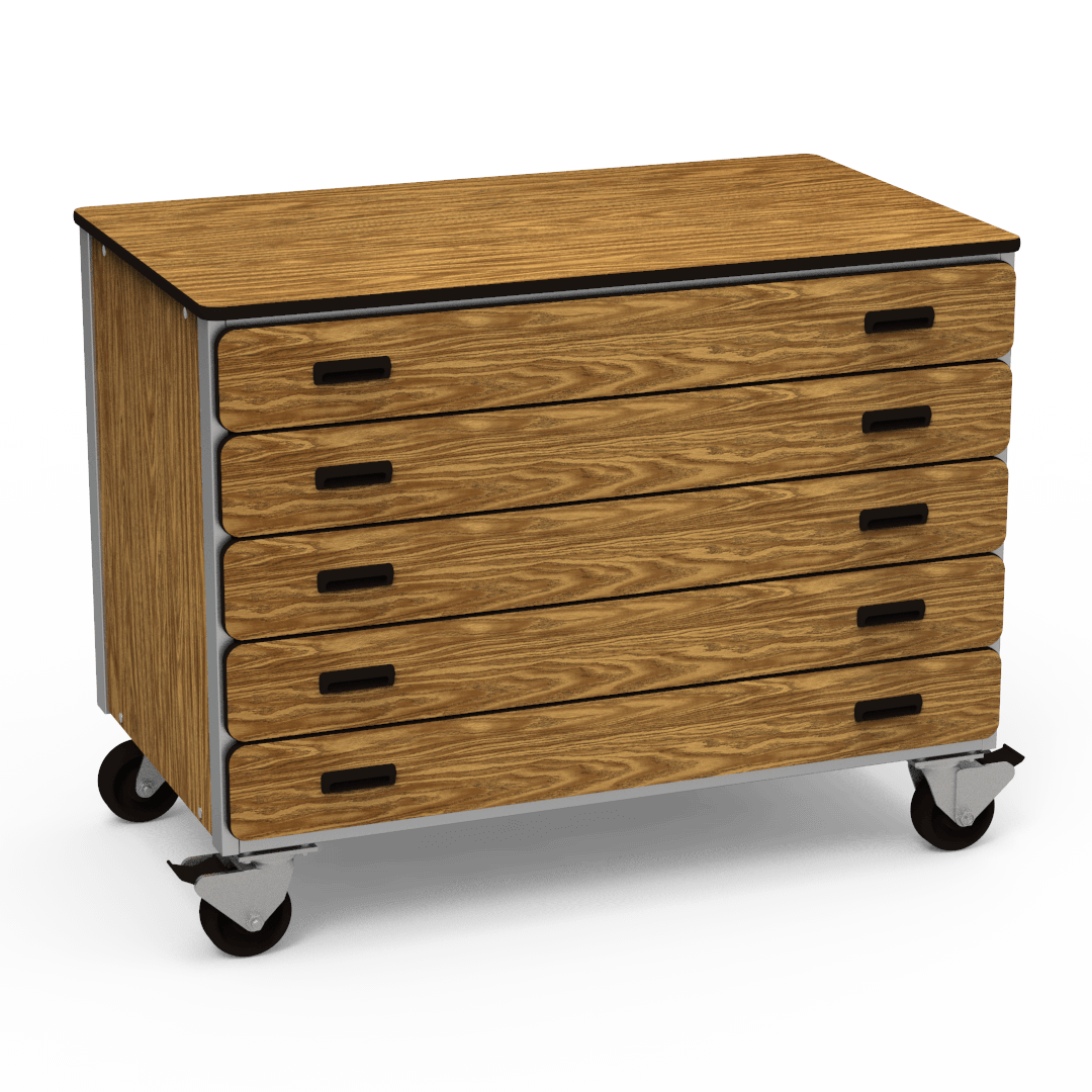 Virco 2325 - Mobile Storage Cabinet With Five Paper Drawers - 48"W x 28"D x 36"H (Virco 2325) - SchoolOutlet