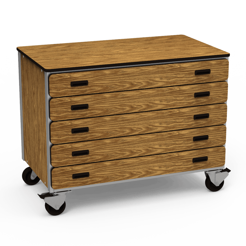 Virco 2325 - Mobile Storage Cabinet With Five Paper Drawers - 48"W x 28"D x 36"H (Virco 2325) - SchoolOutlet