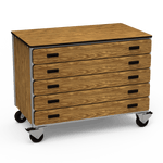 Virco 2325 - Mobile Storage Cabinet With Five Paper Drawers - 48