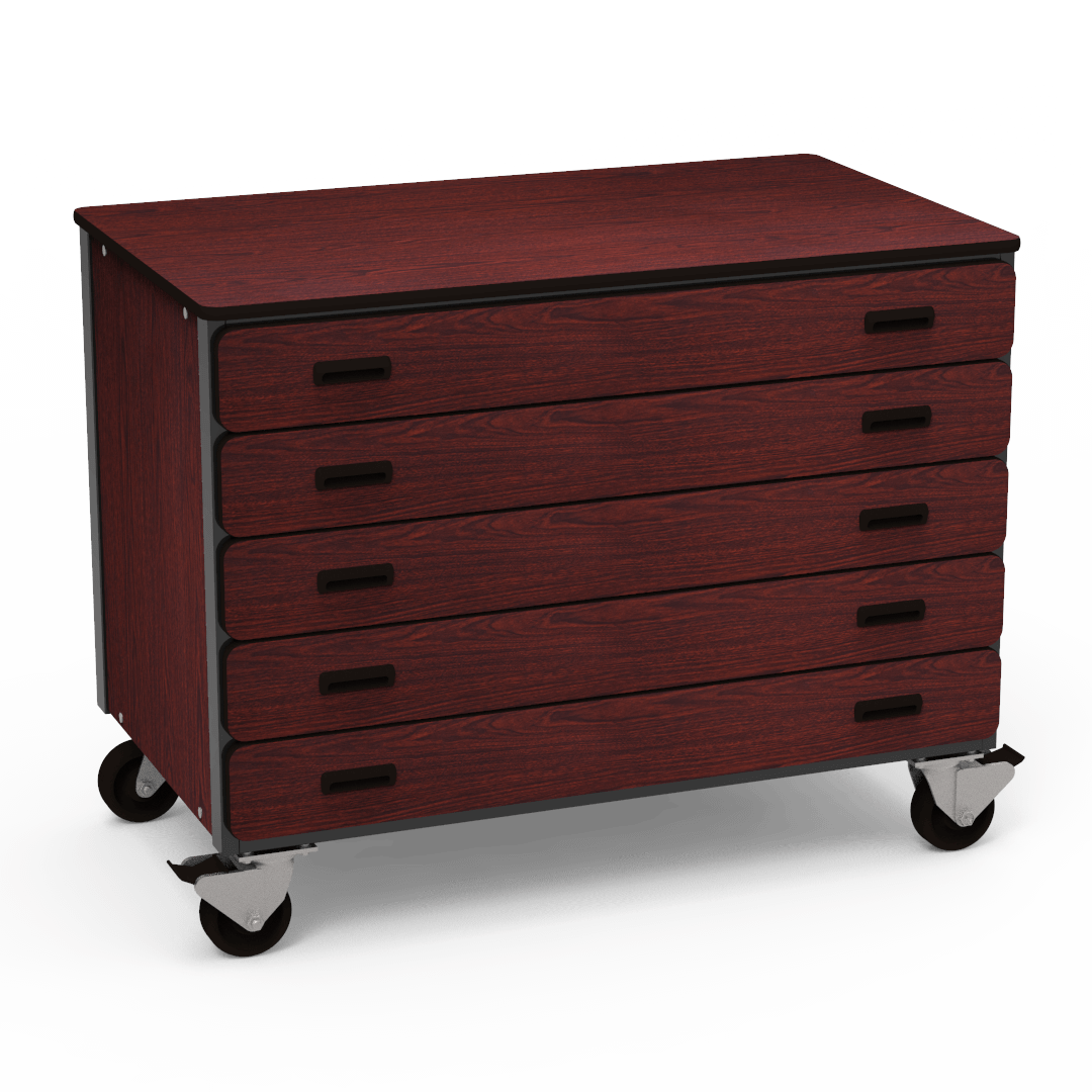 Virco 2325 - Mobile Storage Cabinet With Five Paper Drawers - 48"W x 28"D x 36"H (Virco 2325) - SchoolOutlet