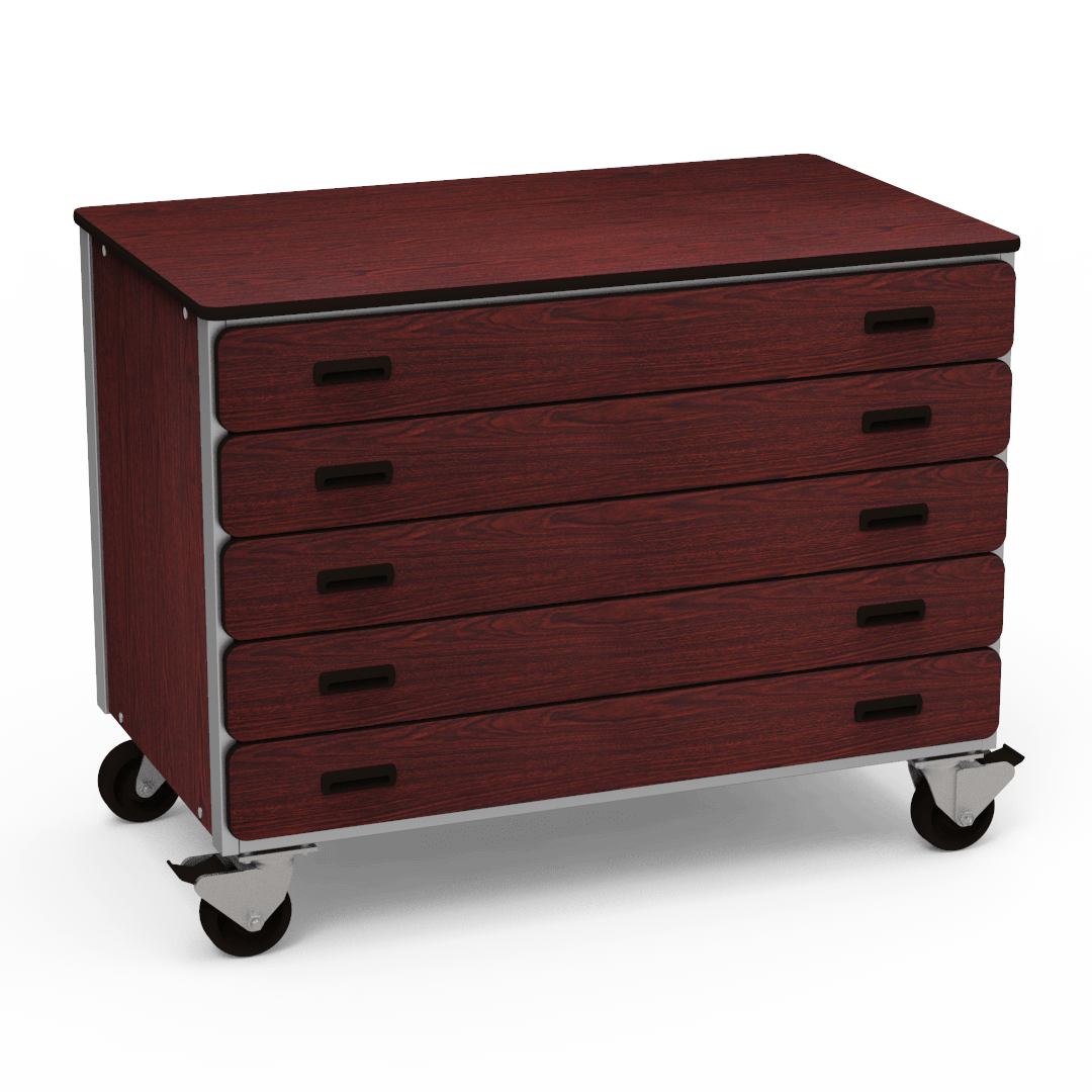 Virco 2325 - Mobile Storage Cabinet With Five Paper Drawers - 48"W x 28"D x 36"H (Virco 2325) - SchoolOutlet