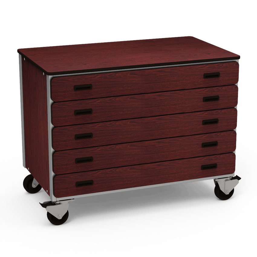 Virco 2325 - Mobile Storage Cabinet With Five Paper Drawers - 48"W x 28"D x 36"H (Virco 2325) - SchoolOutlet