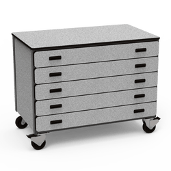 Virco 2325MMB - Mobile Storage Cabinet With Five Paper Drawers, Magnetic Marker Back - 48"W x 28"D x 36"H (Virco 2325MMB)