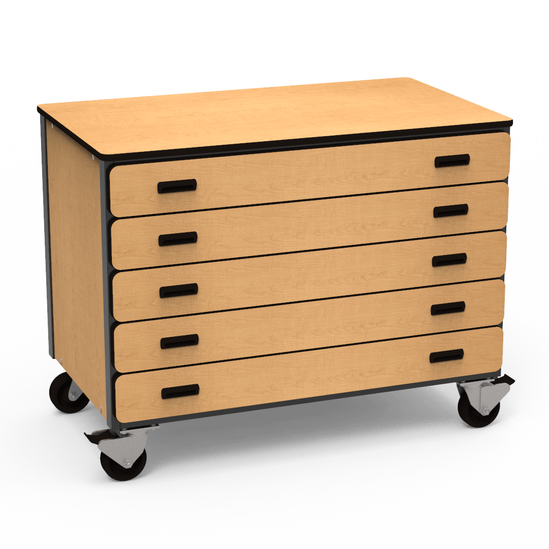 Virco 2325MMB - Mobile Storage Cabinet With Five Paper Drawers, Magnetic Marker Back - 48"W x 28"D x 36"H (Virco 2325MMB) - SchoolOutlet