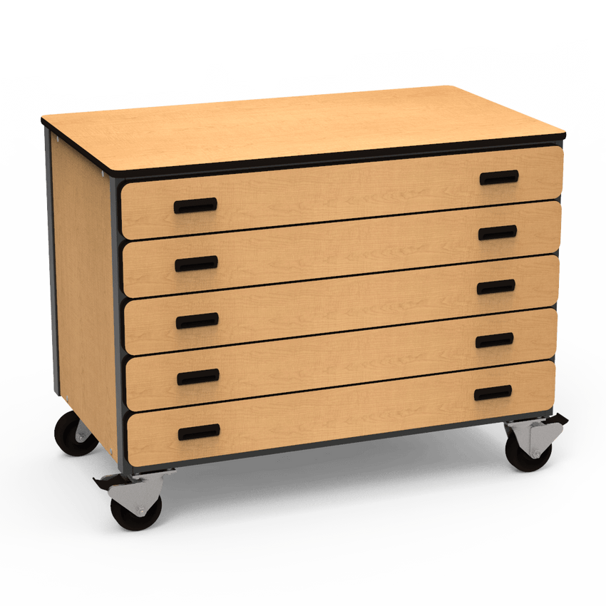Virco 2325MMB - Mobile Storage Cabinet With Five Paper Drawers, Magnetic Marker Back - 48"W x 28"D x 36"H (Virco 2325MMB) - SchoolOutlet