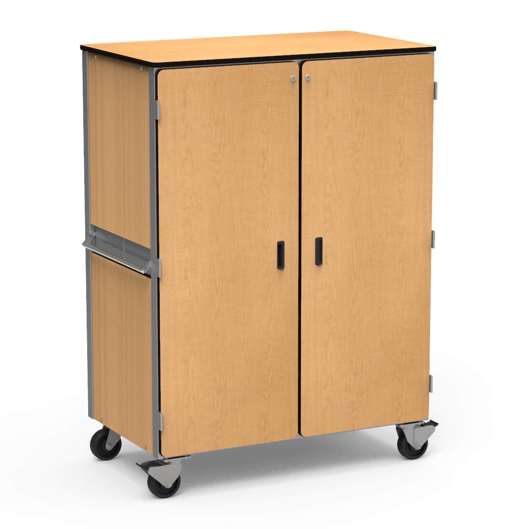 Virco 2501 - Mobile Storage Cabinet With Four Adjustable Steel Shelves, Two Hinged Doors - 48"W x 28"D x 66"H (Virco 2501) - SchoolOutlet