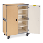 Virco 2501 - Mobile Storage Cabinet With Four Adjustable Steel Shelves, Two Hinged Doors - 48