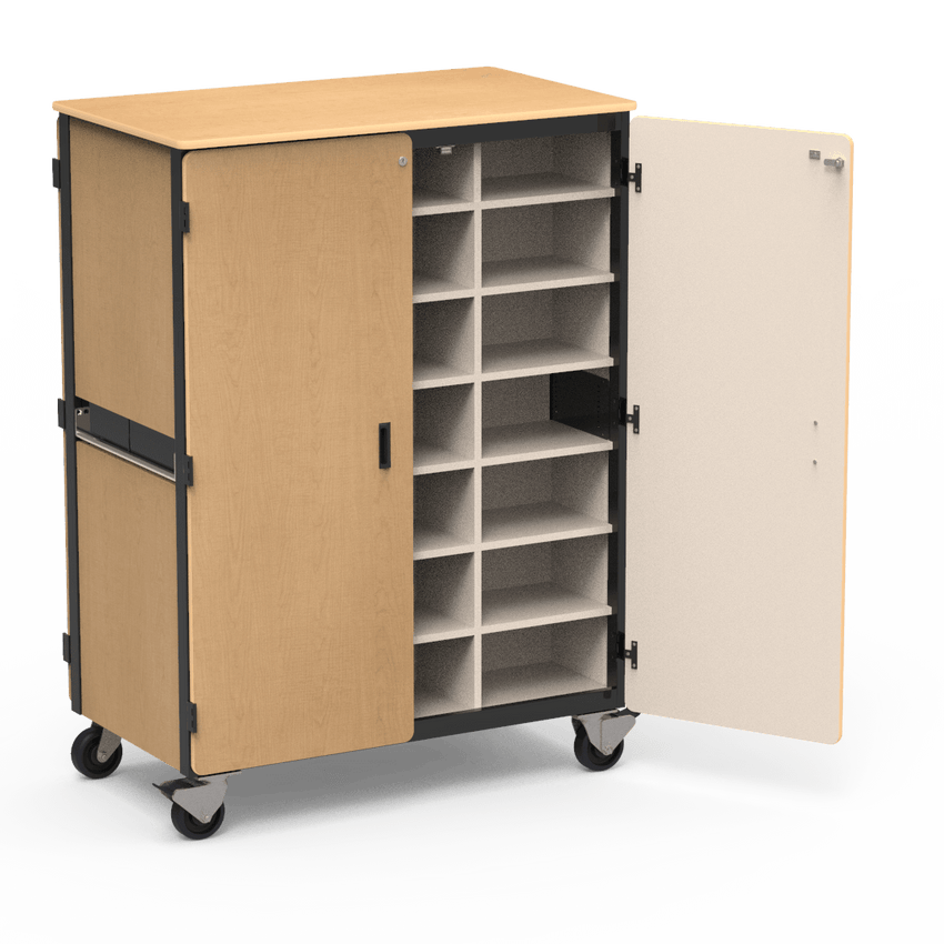 Virco 2509-24DF - Mobile Storage Cabinet With Twelve Cubicles Each Side, 2 Hinged Doors Each Side - 48"W x 28"D x 66"H (Virco 2509-24DF) - SchoolOutlet