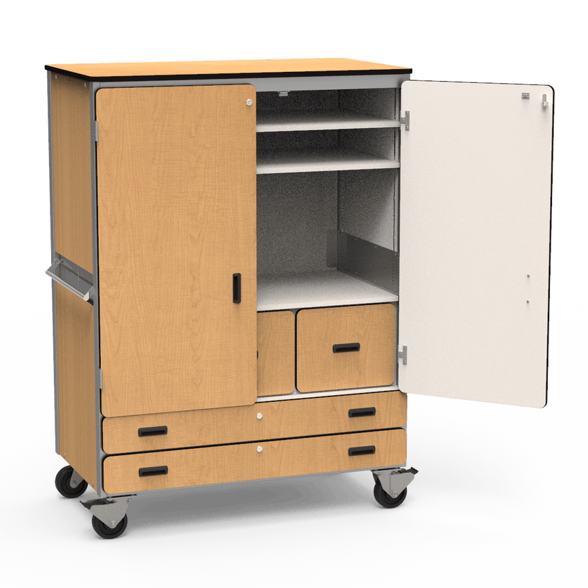 Virco 2513 - Mobile Storage Cabinet With Two Adjustable Shelves, Two File Drawers, Two Paper Drawers, Coat Rod and Two Hinged Doors - 48"W x 28"D x 66"H (Virco 2513) - SchoolOutlet