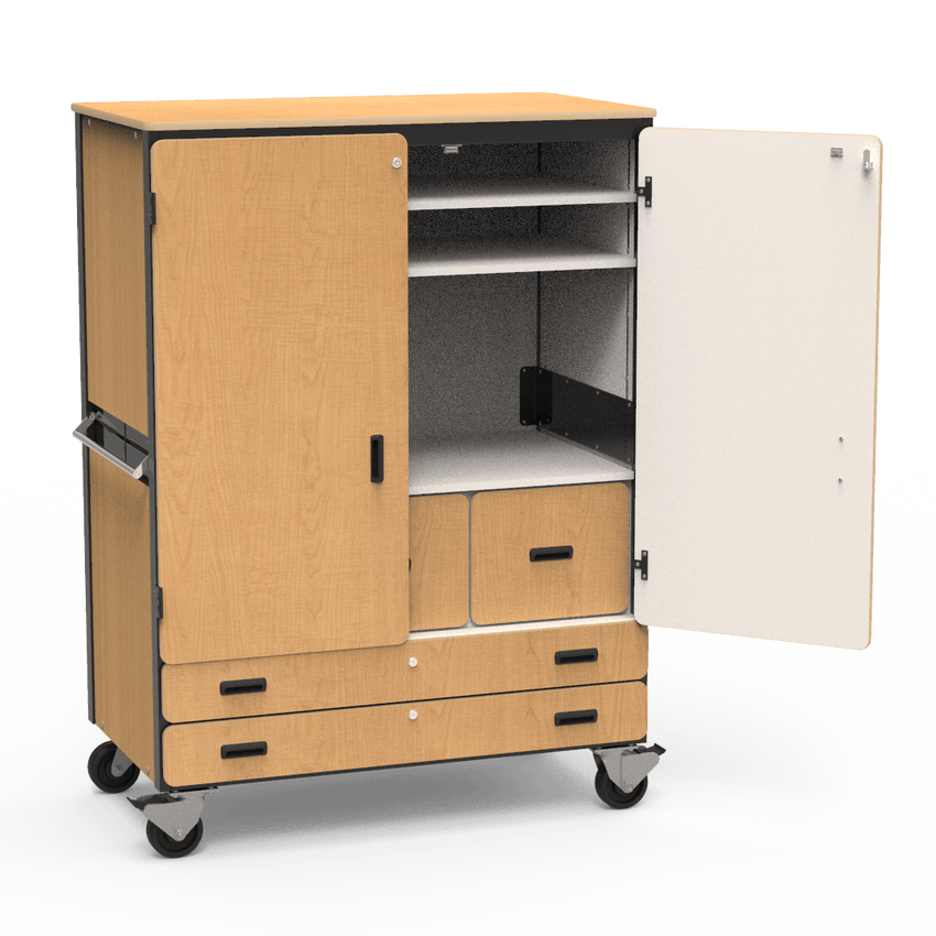 Virco 2513 - Mobile Storage Cabinet With Two Adjustable Shelves, Two File Drawers, Two Paper Drawers, Coat Rod and Two Hinged Doors - 48"W x 28"D x 66"H (Virco 2513) - SchoolOutlet