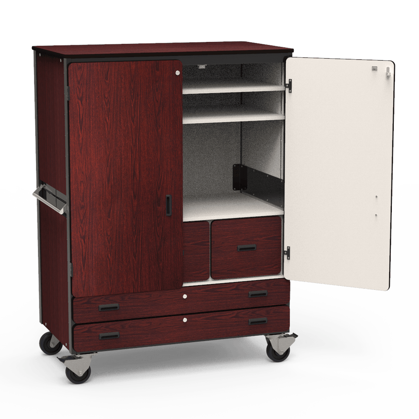 Virco 2513 - Mobile Storage Cabinet With Two Adjustable Shelves, Two File Drawers, Two Paper Drawers, Coat Rod and Two Hinged Doors - 48"W x 28"D x 66"H (Virco 2513) - SchoolOutlet