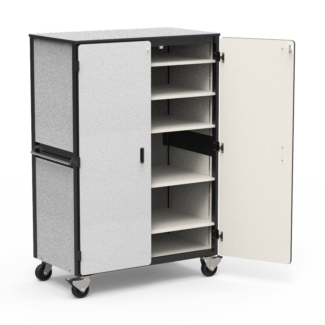 Virco 2601 - Mobile Storage Cabinet With Five Adjustable Steel Shelves, Two Hinged Doors - 48"W x 28"D x 72"H (Virco 2601) - SchoolOutlet