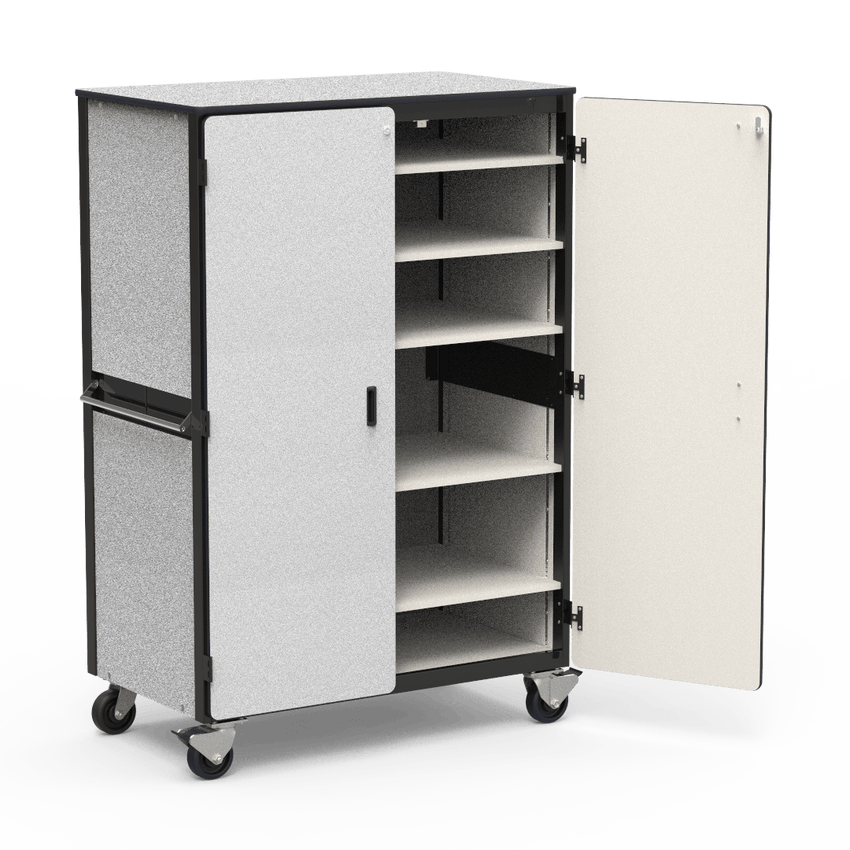 Virco 2601 - Mobile Storage Cabinet With Five Adjustable Steel Shelves, Two Hinged Doors - 48"W x 28"D x 72"H (Virco 2601) - SchoolOutlet