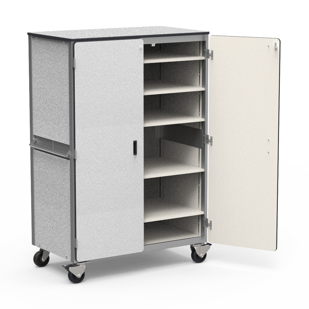 Virco 2601 - Mobile Storage Cabinet With Five Adjustable Steel Shelves, Two Hinged Doors - 48"W x 28"D x 72"H (Virco 2601) - SchoolOutlet