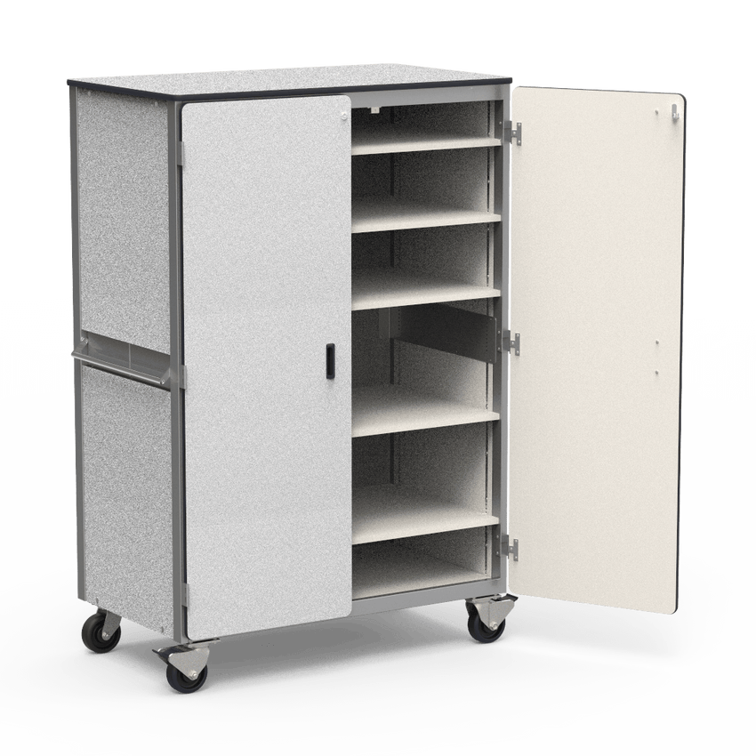 Virco 2601 - Mobile Storage Cabinet With Five Adjustable Steel Shelves, Two Hinged Doors - 48"W x 28"D x 72"H (Virco 2601) - SchoolOutlet