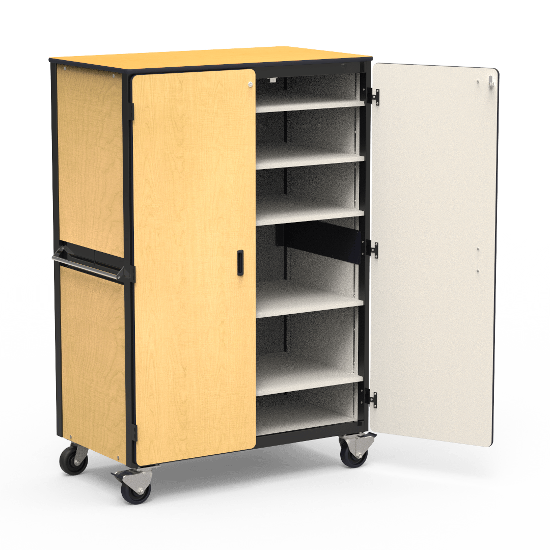 Virco 2601 - Mobile Storage Cabinet With Five Adjustable Steel Shelves, Two Hinged Doors - 48"W x 28"D x 72"H (Virco 2601) - SchoolOutlet