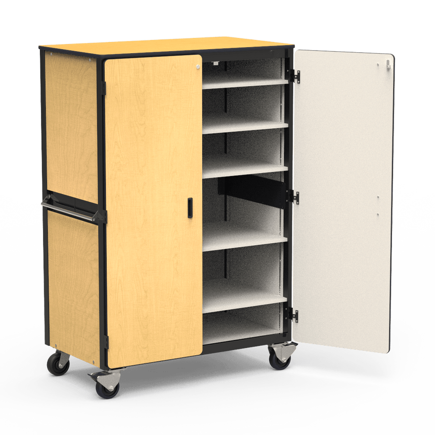 Virco 2601 - Mobile Storage Cabinet With Five Adjustable Steel Shelves, Two Hinged Doors - 48"W x 28"D x 72"H (Virco 2601) - SchoolOutlet