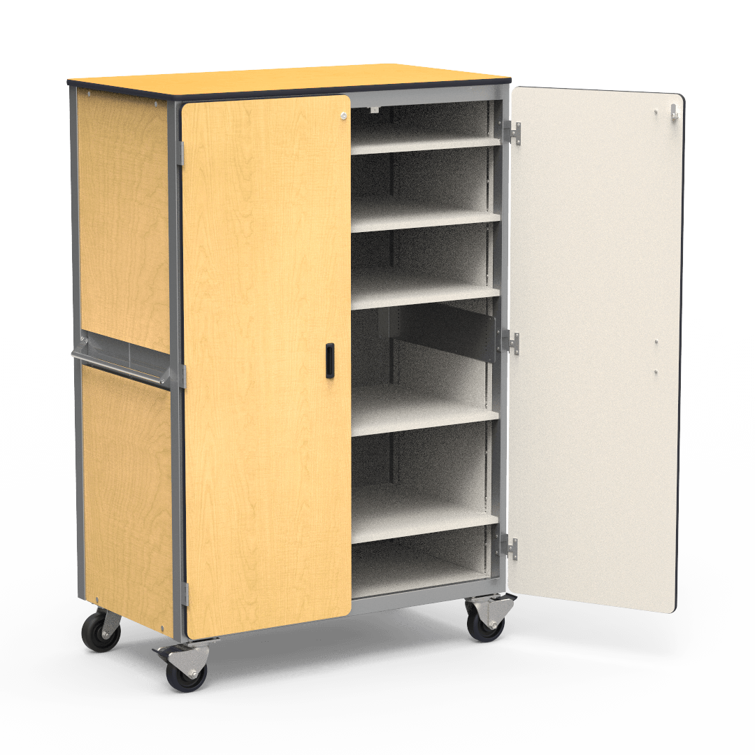 Virco 2601 - Mobile Storage Cabinet With Five Adjustable Steel Shelves, Two Hinged Doors - 48"W x 28"D x 72"H (Virco 2601) - SchoolOutlet