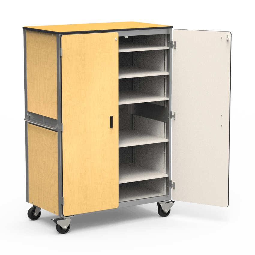 Virco 2601 - Mobile Storage Cabinet With Five Adjustable Steel Shelves, Two Hinged Doors - 48"W x 28"D x 72"H (Virco 2601) - SchoolOutlet