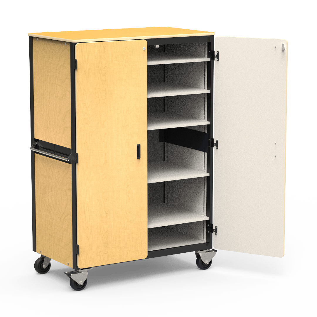 Virco 2601 - Mobile Storage Cabinet With Five Adjustable Steel Shelves, Two Hinged Doors - 48"W x 28"D x 72"H (Virco 2601) - SchoolOutlet