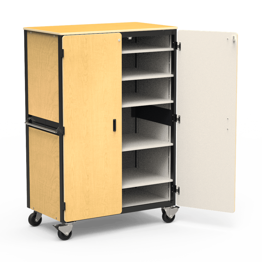 Virco 2601 - Mobile Storage Cabinet With Five Adjustable Steel Shelves, Two Hinged Doors - 48"W x 28"D x 72"H (Virco 2601) - SchoolOutlet