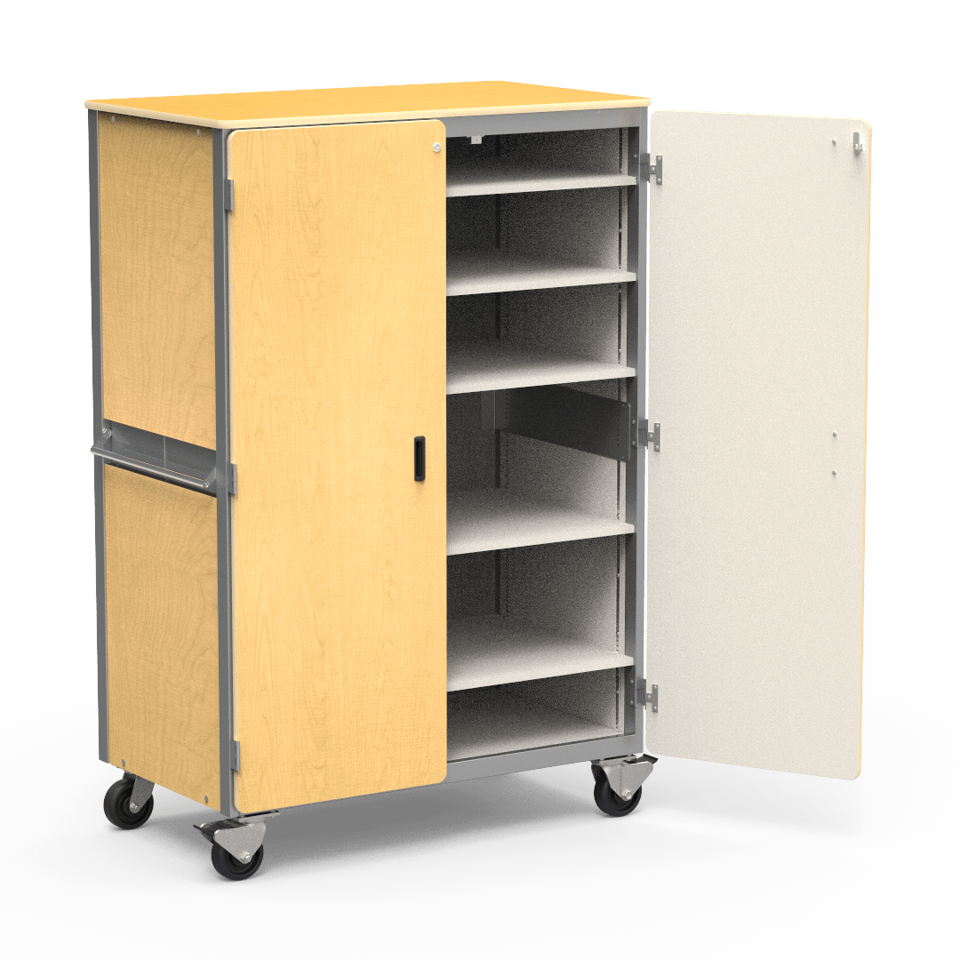 Virco 2601 - Mobile Storage Cabinet With Five Adjustable Steel Shelves, Two Hinged Doors - 48"W x 28"D x 72"H (Virco 2601) - SchoolOutlet