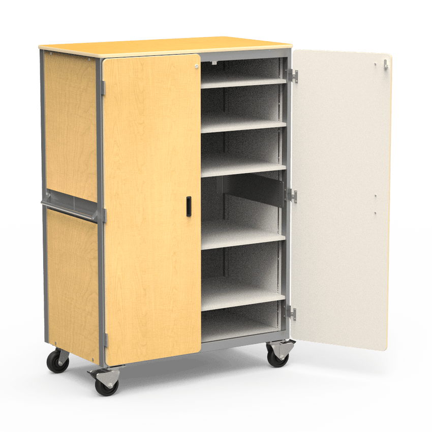 Virco 2601 - Mobile Storage Cabinet With Five Adjustable Steel Shelves, Two Hinged Doors - 48"W x 28"D x 72"H (Virco 2601) - SchoolOutlet