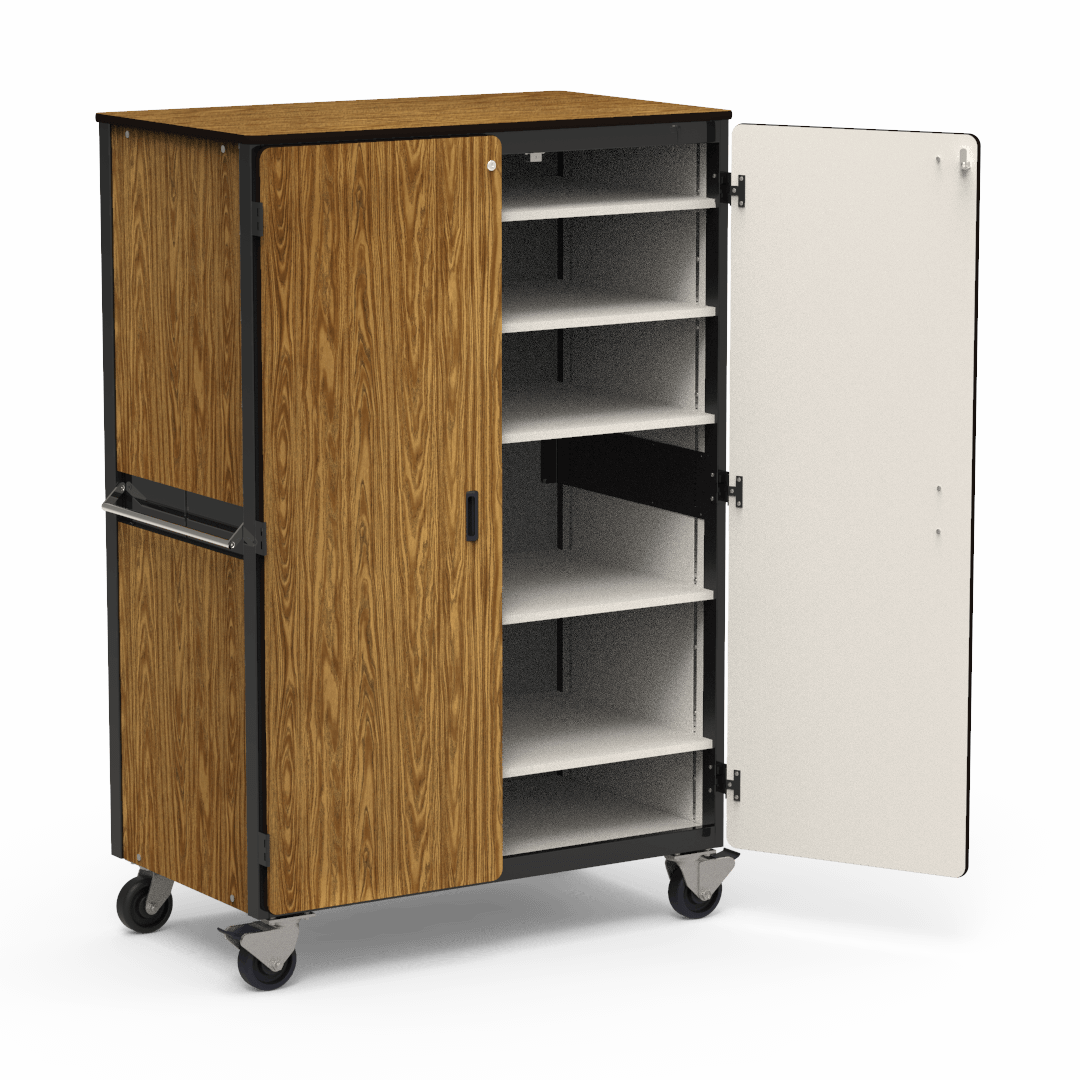Virco 2601 - Mobile Storage Cabinet With Five Adjustable Steel Shelves, Two Hinged Doors - 48"W x 28"D x 72"H (Virco 2601) - SchoolOutlet