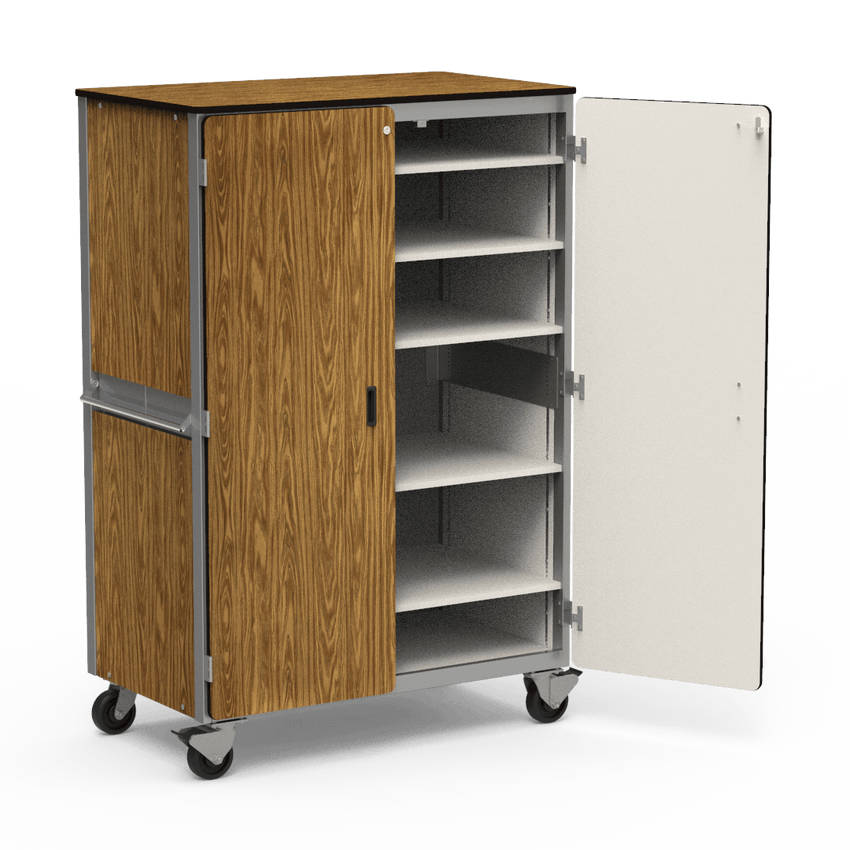 Virco 2601 - Mobile Storage Cabinet With Five Adjustable Steel Shelves, Two Hinged Doors - 48"W x 28"D x 72"H (Virco 2601) - SchoolOutlet