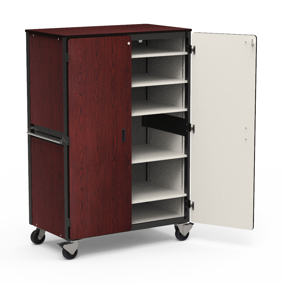 Virco 2601 - Mobile Storage Cabinet With Five Adjustable Steel Shelves, Two Hinged Doors - 48"W x 28"D x 72"H (Virco 2601) - SchoolOutlet