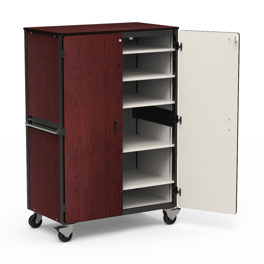 Virco 2601 - Mobile Storage Cabinet With Five Adjustable Steel Shelves, Two Hinged Doors - 48"W x 28"D x 72"H (Virco 2601) - SchoolOutlet