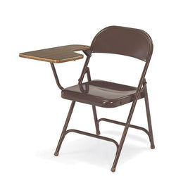 Virco 165 - Premium Steel Folding Chair with Mocha Frame and Retractable Walnut Tablet Arm Desk (Virco 165)