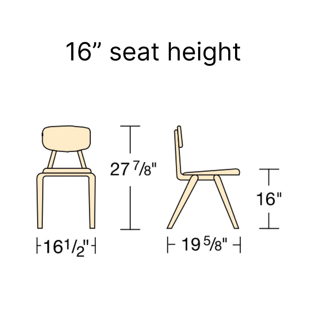 Virco 3016 - 3000 Series 4-Legged Hard Plastic Stack Chair - 16" Seat Height (Virco 3016) - SchoolOutlet