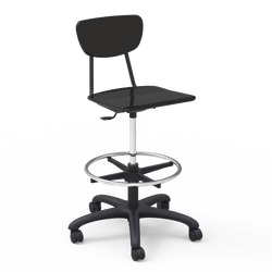 Virco 3860GCLS - 3000 Series Hard Plastic Mobile Lab Stool with Chrome Footring and Black Base/Wheels - Seat Adjusts from 19 1/2" to 27"