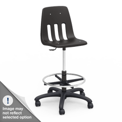 Virco 9260GCLS - 9000 Series Mobile Lab Stool with Chrome Footring and Black Base/Wheels - Seat Adjusts from 19" to 26 1/2"