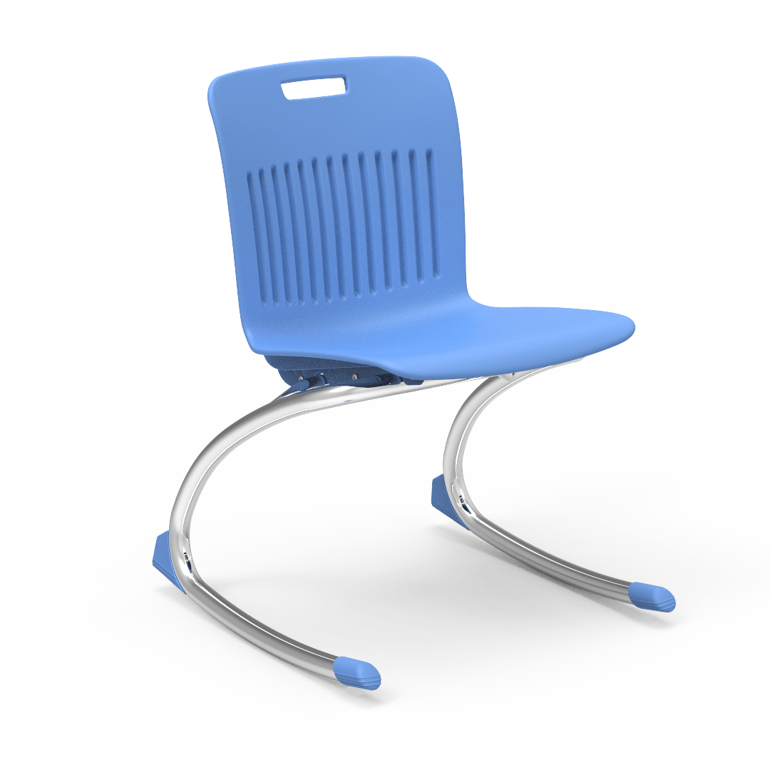 Light Blue Rocking Classroom Chair with two curved legs