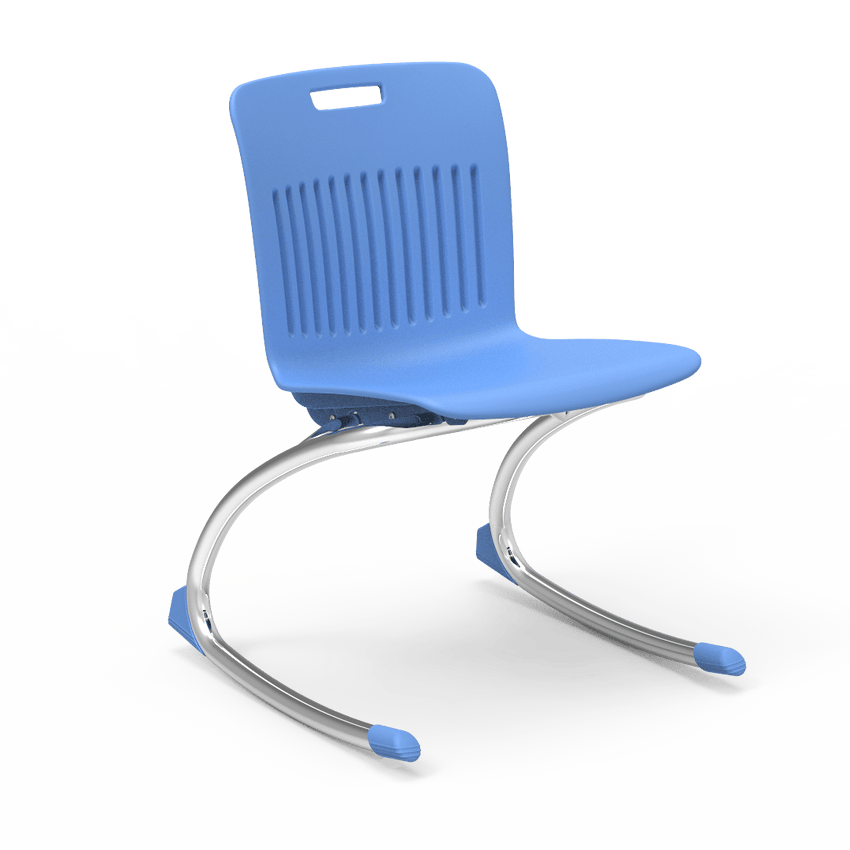Light Blue Rocking Classroom Chair with two curved legs