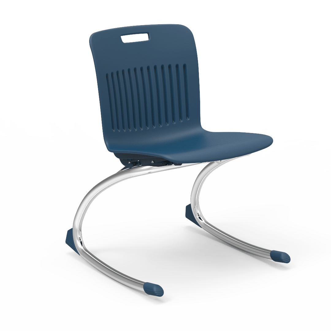 Dark Blue Rocking Classroom Chair with two curved legs