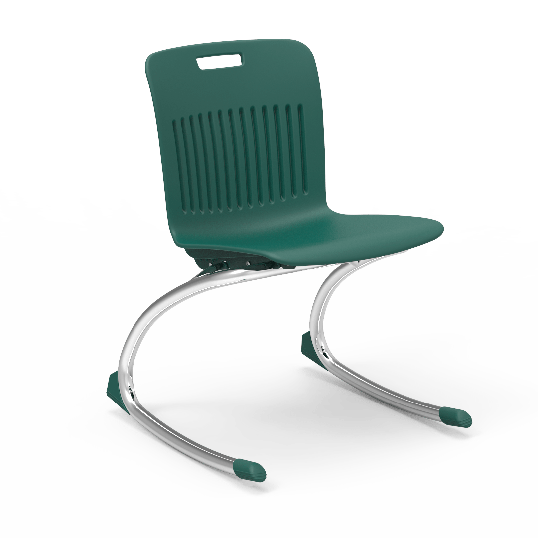 Dark Green Rocking Classroom Chair with two curved legs