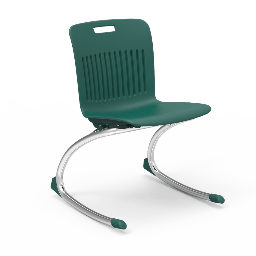 Dark Green Rocking Classroom Chair with two curved legs