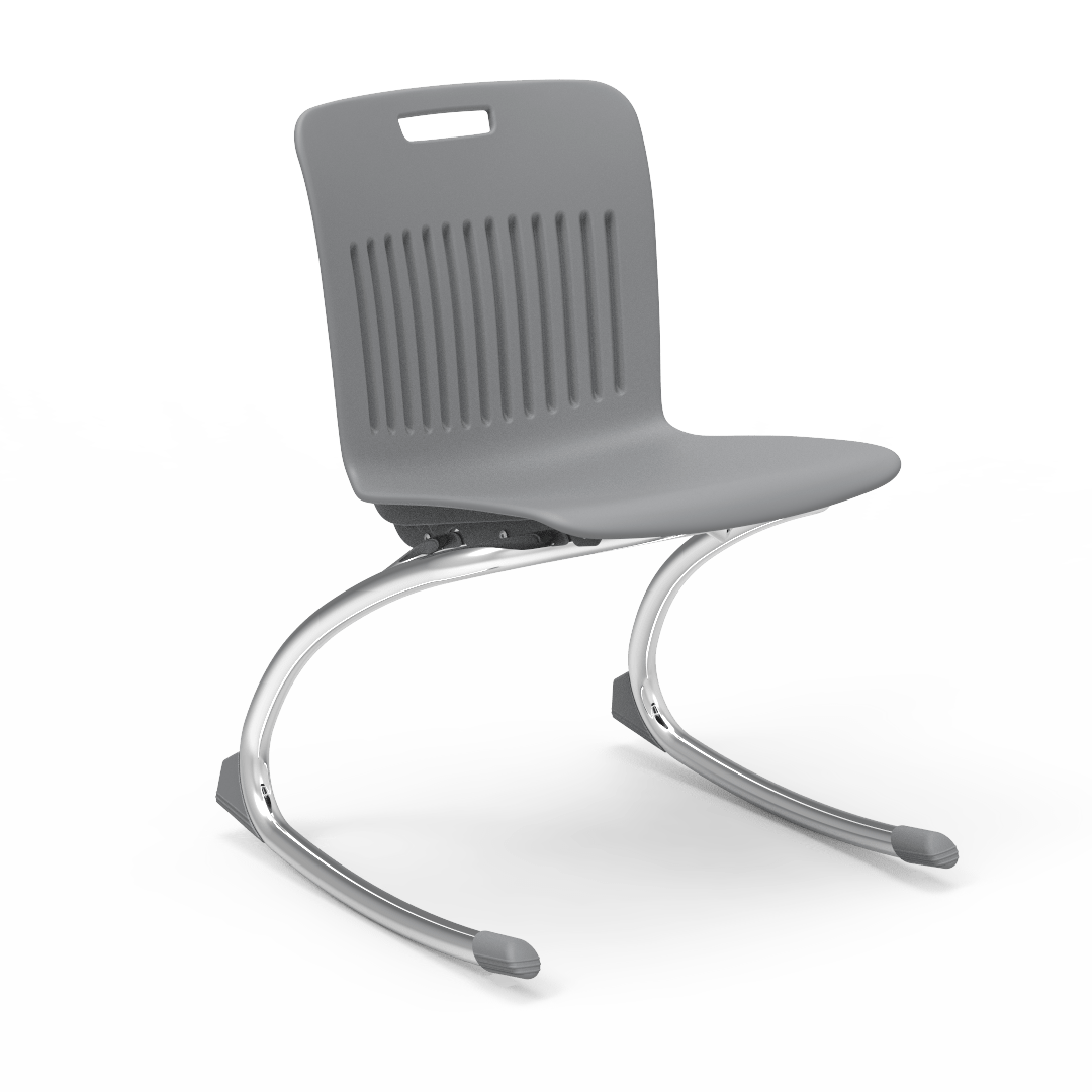 Grey Rocking Classroom Chair with two curved legs