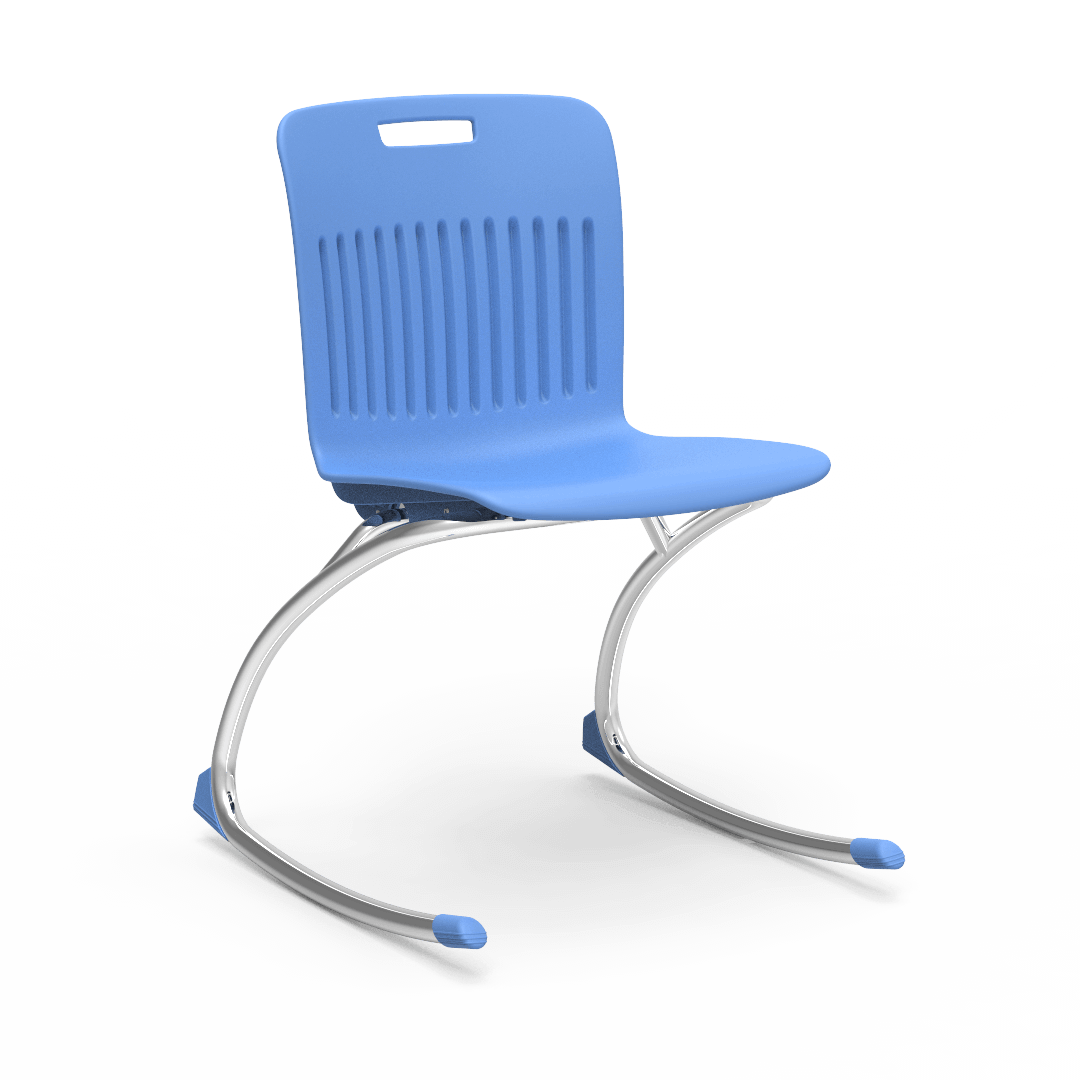 Light Blue Rocking Classroom Chair with 2 curved legs