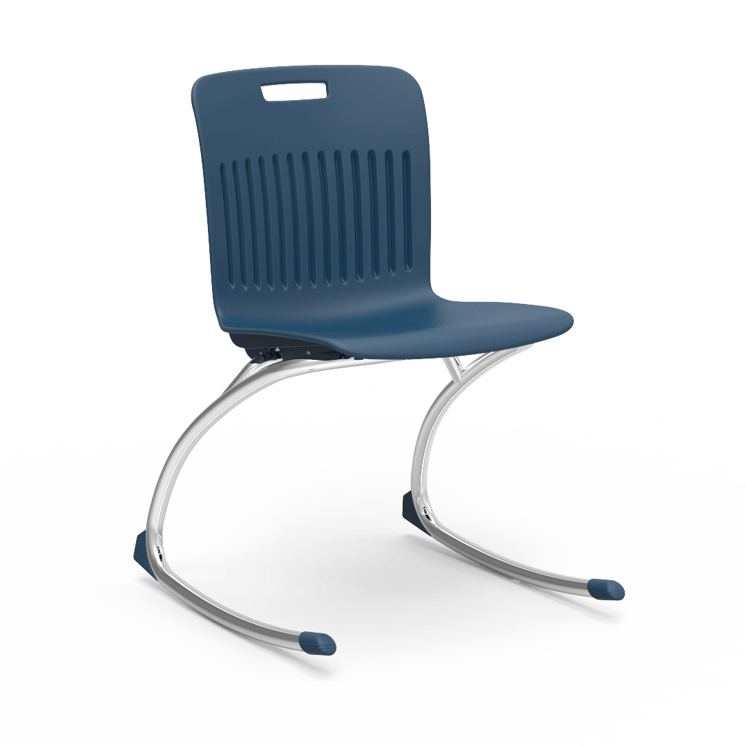 Dark Blue Rocking Classroom Chair with 2 curved legs