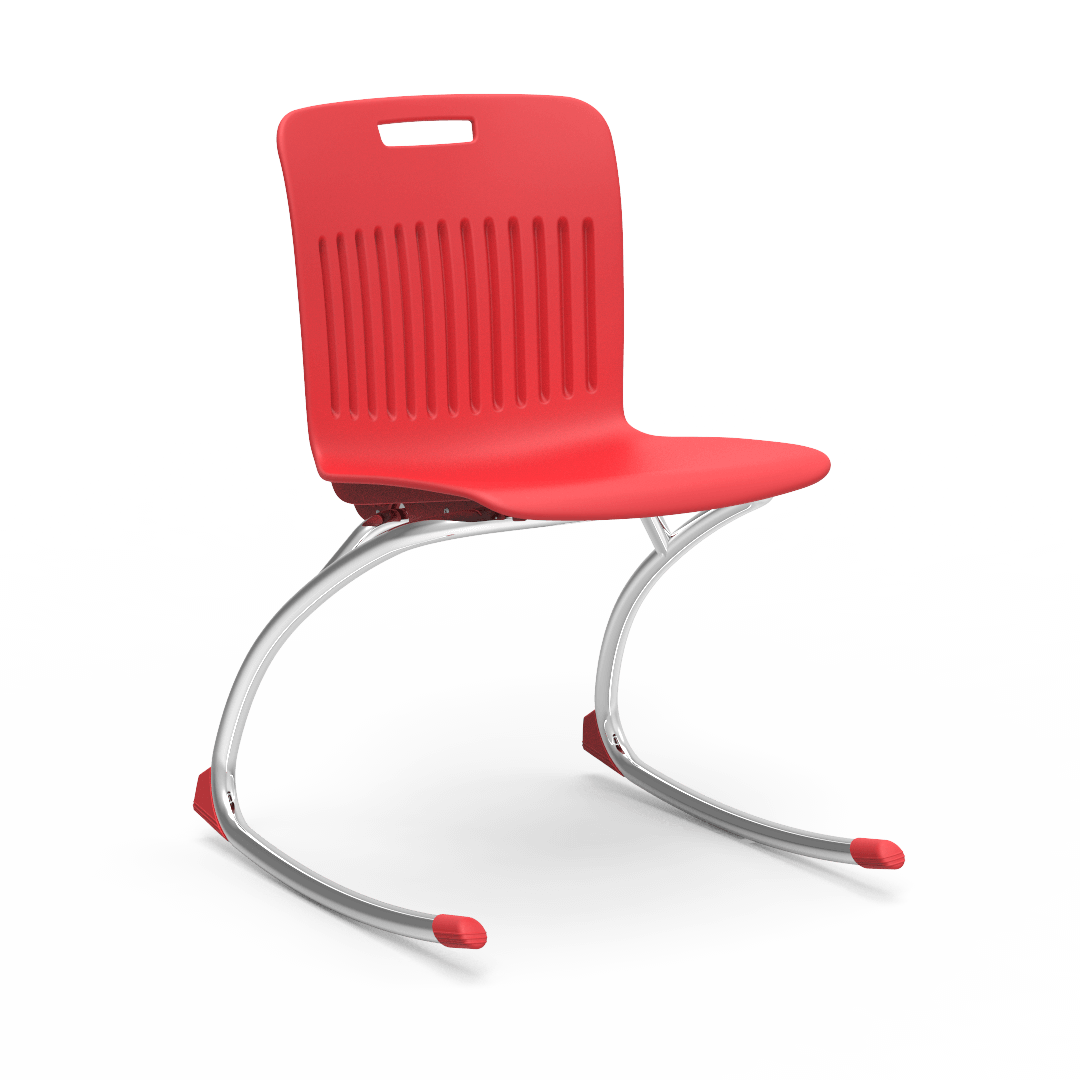 Red Rocking Classroom Chair with 2 curved legs